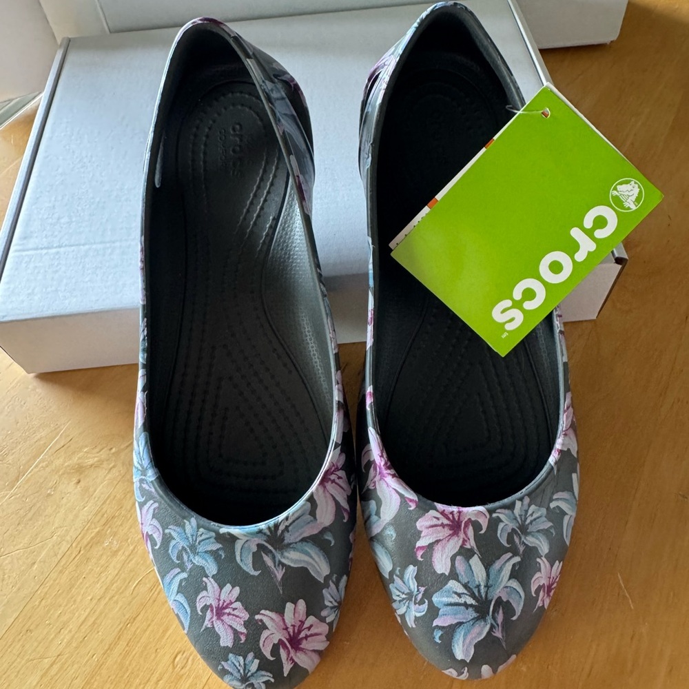 Crocs Women's “Laura” Floral Gray Flats